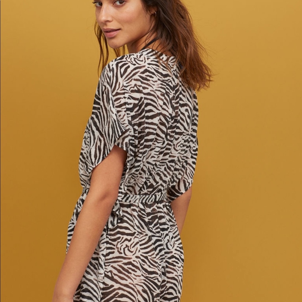 H&M zebra print swim cover up
